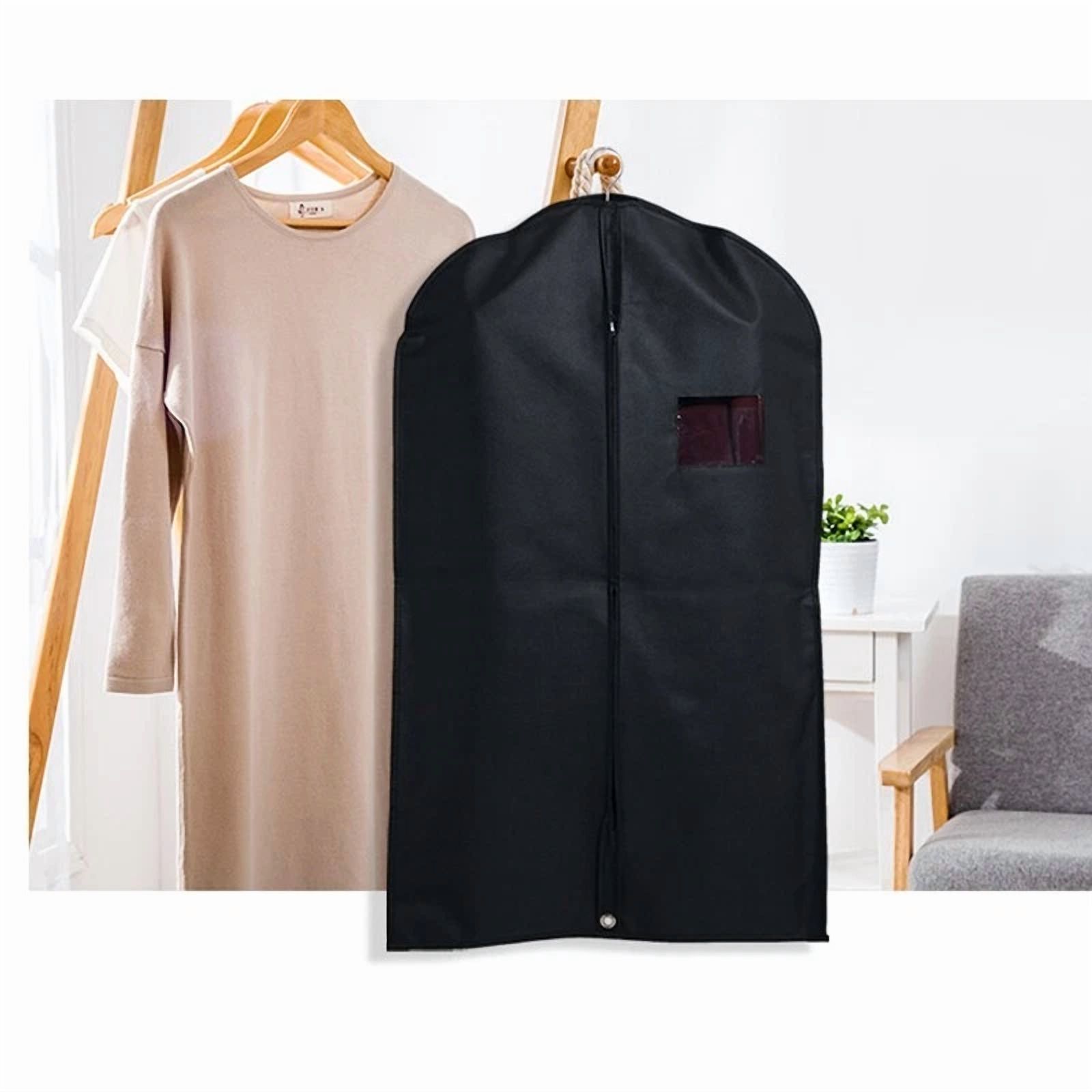 1 Pcs Clothes Garment Dustproof Cover Suit Coat Dress Hanging Storage Bag Black