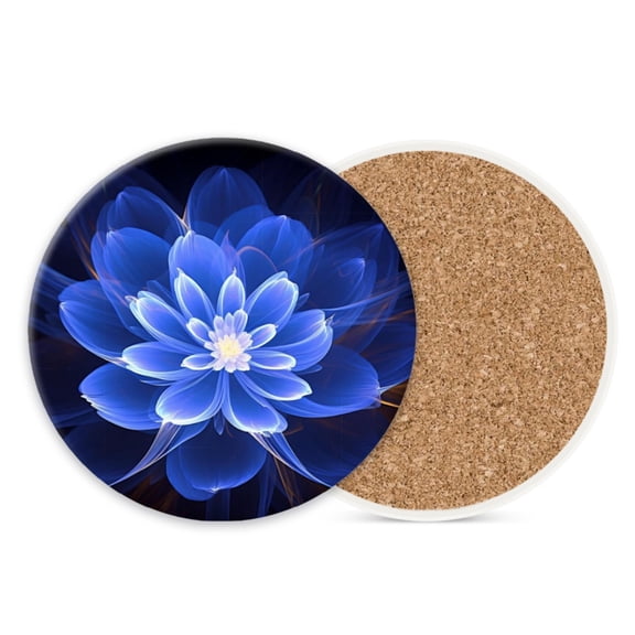 1 Pcs Coffee Cup Coasters for Drinks, Blue Flower Round Absorbent Non-Slip Ceramic Stone Cork Coasters for Kitchen Living Room Office Decoration Bar (4*4 Inch)