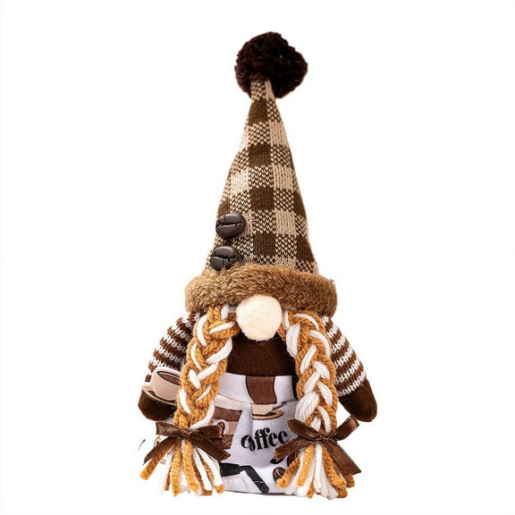 1 Pcs Coffee Gnomes Plush Coffee Bar Tea Time Decoration, Handmade Gnome Dolls Coffee Bar Accessories for Christmas Home Decor