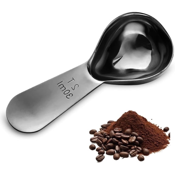 1 Pcs Coffee Scoop, 2 Tablespoon Measuring Spoon for Ground Coffee, Durable Stainless Steel, Easy to Use and Clean(Sliver）