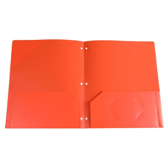 1 Pcs Colored Folders with Pockets 3 Hole Punched,Plastic Heavy-Duty 2-Pocket Blinder Folder,Plastic Folders with Pocket,2-Pocket Folders with Holes, Fit 3 Ring Binder,Poly Folders,(Orange)