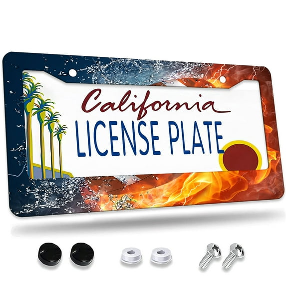 1 Pcs Colorful Butterflies License Plate Frame, License Plate Cover for Car Decorative Parts, Aluminum License Plate Bracket Holder Rust-Proof for US Standard Car