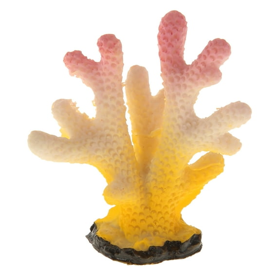 1 Pcs Colorful Coral Reef Decor Mini Faux Coral Decor for Aquarium Decorations White Yellow 4.6x5.3cm