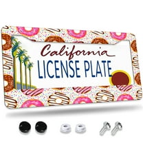 1 Pcs Colorful Donuts with Sprinkles License Plate Frame,License Plate Cover for Car Decorative Parts,Aluminum License Plate Bracket Holder Rust-Proof for US Standard Car