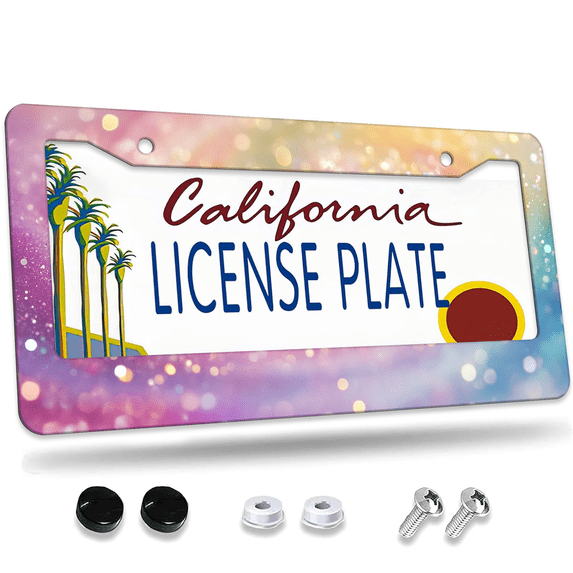 1 Pcs Colorful License Plate Frame, License Plate Cover for Car Decorative Parts, Aluminum License Plate Bracket Holder Rust-Proof Weather-Proof for US Standard Car
