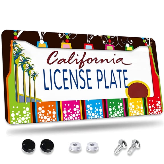 1 Pcs Colorful Soda Bottles License Plate Frame,License Plate Cover for Car Decorative Parts,Aluminum License Plate Bracket Holder Rust-Proof for US Standard Car
