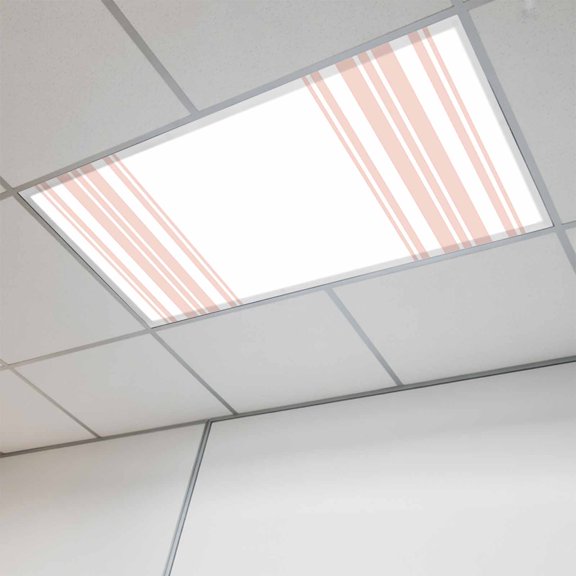 1 Pcs Colorful Stripes Fluorescent Light Covers Pink Wood Texture White Magnetic Light Covers for Ceiling Lights 4 x 2 ft Drop Ceiling Lights Cover Shade for Office, Home, Hospital