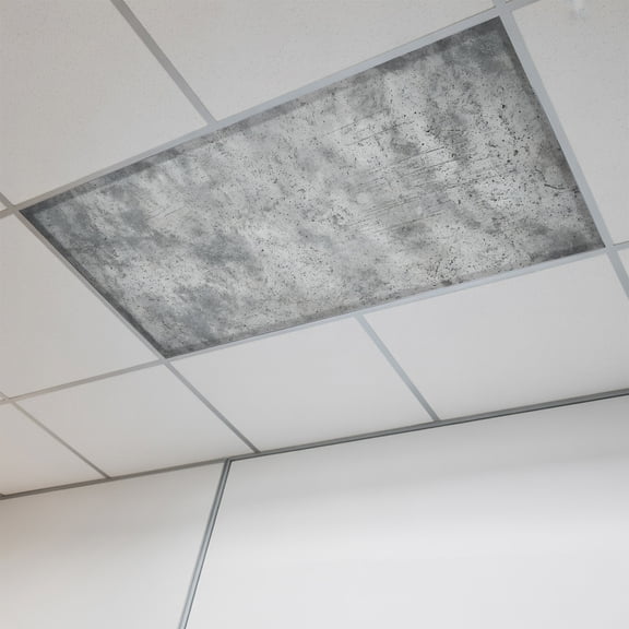 1 Pcs Concrete Texture Fluorescent Light Covers Industrial Minimalist Gray Magnetic Light Covers for Ceiling Lights 4 x 2 ft Drop Ceiling Lights Cover Shade for Office, Home, Hospital
