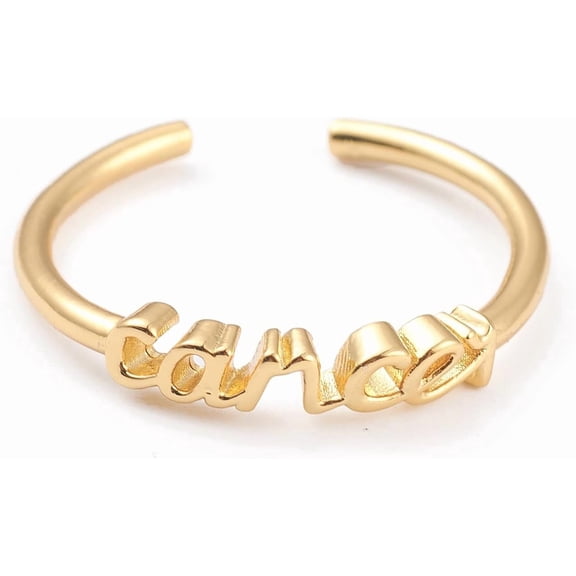 1 Pcs Constellation/Zodiac Sign Brass Cuff Rings Open Rings Real 18K Golden Plated Cancer Rings for Women Wedding Engagement Party Jewelry Gift Word: 15x3.5mm Real 18K Gold Plated