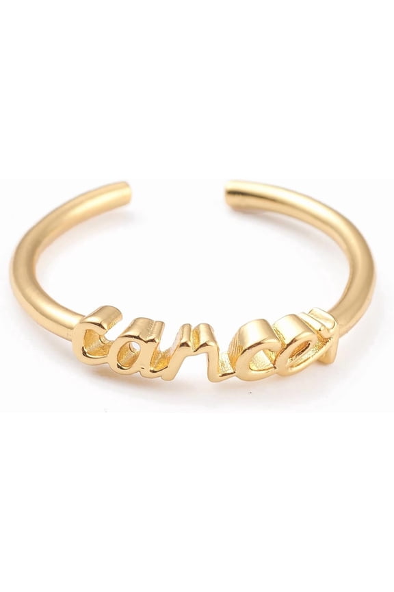 1 Pcs Constellation/Zodiac Sign Brass Cuff Rings Open Rings Real 18K Golden Plated Cancer Rings for Women Wedding Engagement Party Jewelry Gift Word: 15x3.5mm Real 18K Gold Plated