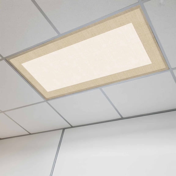 1 Pcs Country Vintage Fluorescent Light Covers Linen Texture Magnetic Light Covers for Ceiling Lights 4 x 2 ft Drop Ceiling Lights Cover Shade for Office, Home, Hospital