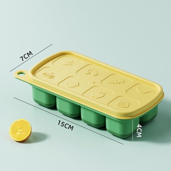 1 Pcs Creative Ice Grid,Baby Food Freezer Trays with Lids, Silicone Freezer Tray,Breastmilk Popsicle Molds,Baby Food Storage Containers Ice Cube Tray Maker for Homemade Baby Food（Yellow）