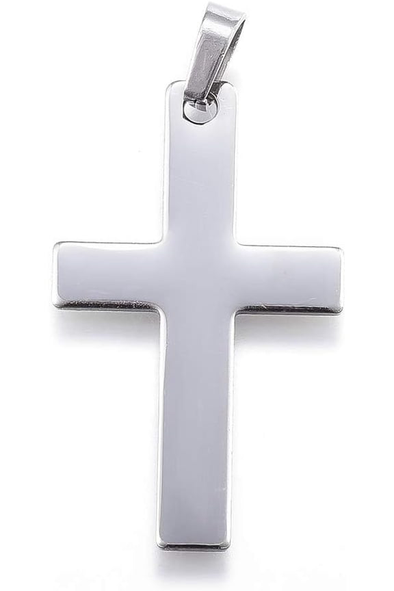 1 Pcs Cross Pendant Charms Tarnish Resistant 304 Stainless Steel Pendants Latin Cross Stainless Steel Color Metal Charms Pendant for Women Birthday Festival Elegant Gifts Personalized Jewelry grey