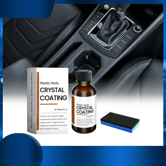 1 Pcs Crystal Coating for Car Plastic Parts, 2025 New Plastic Parts Crystal Coating, High Gloss Protective Layer, Refurbish Agent with Sponge Long Lasting(B)s