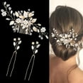 thumbnail image 1 of 1 Pcs Crystal Wedding Hair Comb with 2 Pcs Rhinestone Bridal Hair Pins Pearl Crystal Hair Accessories for Bride Bridesmaids Flower Girls(Silver), 1 of 4