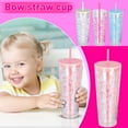 thumbnail image 1 of 1 Pcs Cute Bow Cups Bow Plastic Cups with Lids and Straws 20 Oz Reusable Bow Mug Drinking Coffee Cup for Women Birthday Wedding Party Supplies Hot Pink, 8.9", 1 of 6