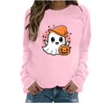 thumbnail image 1 of Raeneomay Long Sleeve Shirts for Women Womens Solid Color Cute Halloween Ghost Print Long Sleeved Round Neck Top/Shirt, 1 of 3