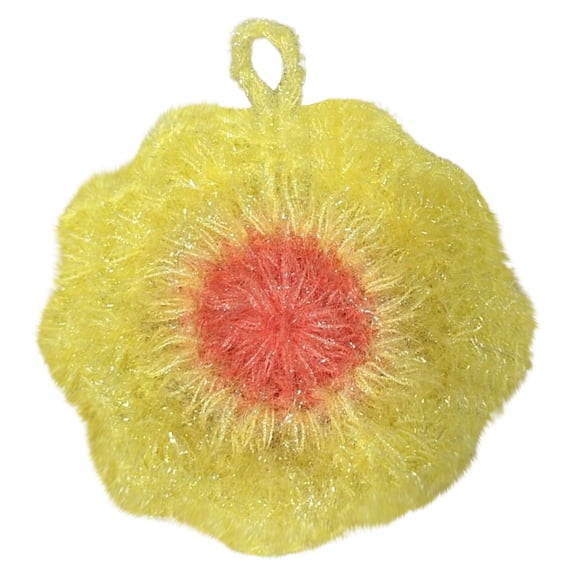 1 Pcs Cute Flower Dish Scrubber, Sink Cleaning Puff, Kitchen Sponge Net Crochet Scouring Pads Non-Scratch Dish Sponges for Dishwashing Cookware, Tubs, Sinks 4.7"