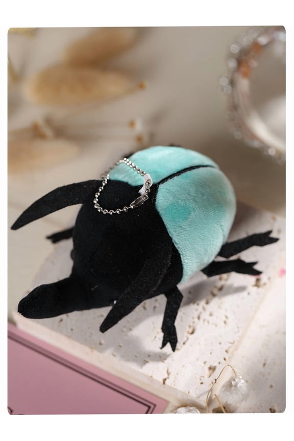1 Pcs Cute Insect Plush Toys 4 Inch Small Beetle Stuffed Keychains Soft Cuddly Insect Plushies for Birthday Party Supplies Classroom PrizesBlue