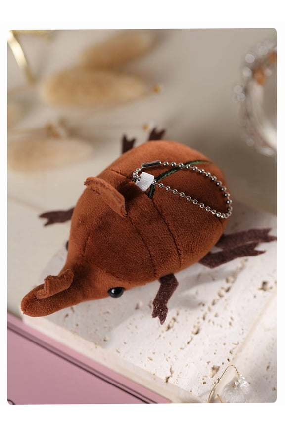 1 Pcs Cute Insect Plush Toys 4 Inch Small Beetle Stuffed Keychains Soft Cuddly Insect Plushies for Birthday Party Supplies Classroom PrizesBrown