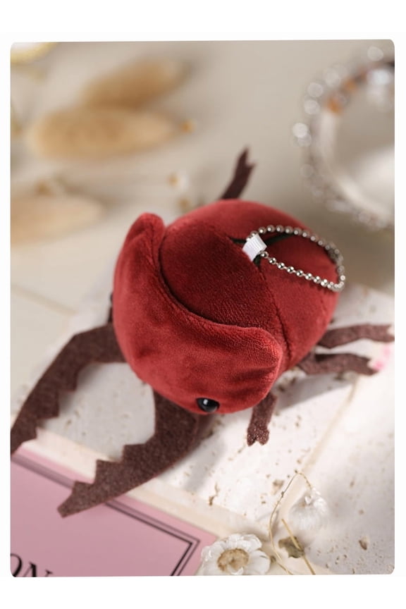 1 Pcs Cute Insect Plush Toys 4 Inch Small Beetle Stuffed Keychains Soft Cuddly Insect Plushies for Birthday Party Supplies Classroom PrizesRed