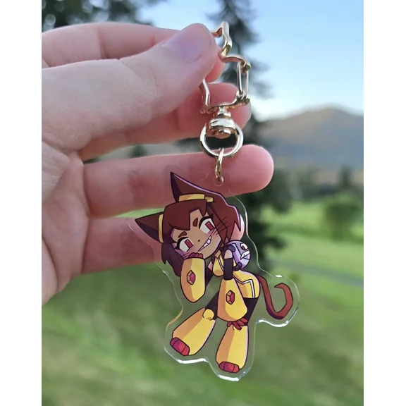 1 Pcs Cute Neko Mech Girl Acrylic Keychain| Anime Robot Cat Girl Keyring| Gold Cat Shaped Clasp Bag Charm| Cyberpunk Nekomimi Character Backpack Accessory
