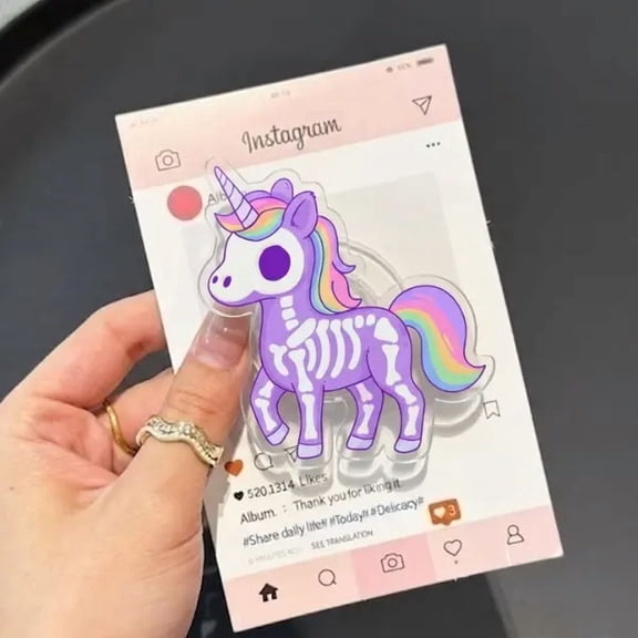1 Pcs Cute Skull Galaxy Unicorn with Magnetic Phone Grip, Horror Aesthetic Magnetic Phone Holder, Kawaii Scary Fan Gift, Accessories