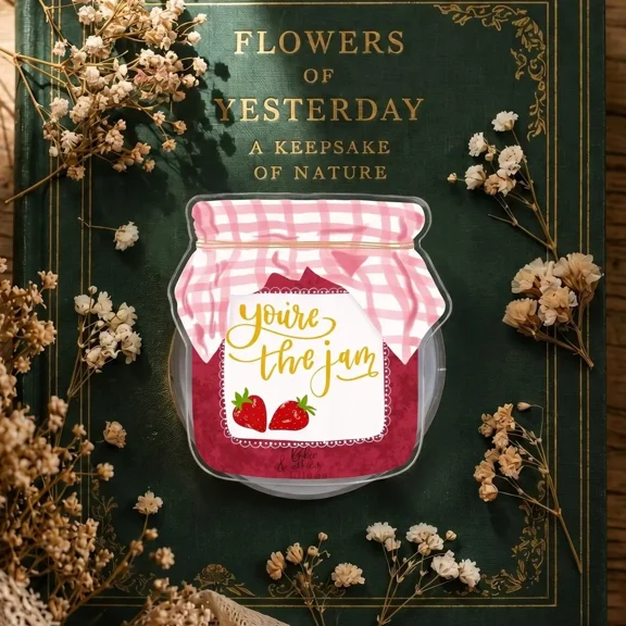 1 Pcs Cute Strawberry Jam Jar Magnetic Phone Grip Funny You're The Jam Aesthetic Clear Phone Grip Stand Unique Romantic Birthday Gift for Her Women
