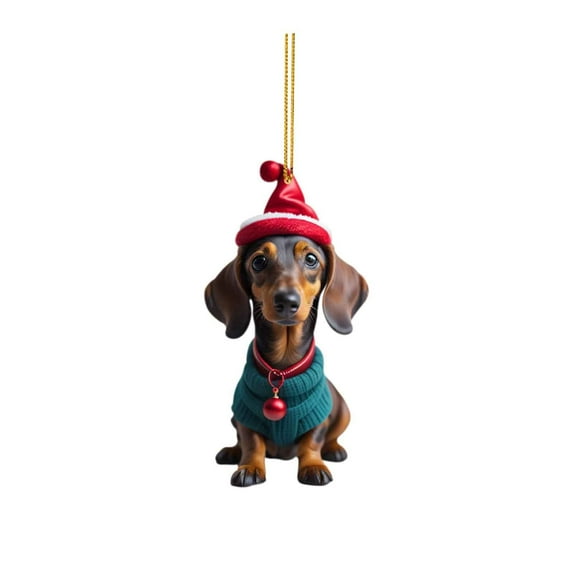 1 Pcs Dachshund Christmas Ornament - Funny Dachshund Dog Decor for Tree & Car
