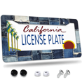 thumbnail image 1 of 1 Pcs Denim Patchwork License Plate Frame, License Plate Cover for Car Decorative Parts, Aluminum License Plate Bracket Holder Rust-Proof Weather-Proof for US Standard Car, 1 of 9