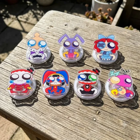 1 Pcs Digital Circus Inspired Acrylic Phone Grip, Pomni & Jax Style Phone Holder, Funny Bunny Cartoon Phone Stand, Cute Animation Fan Gift for iPhone & Android