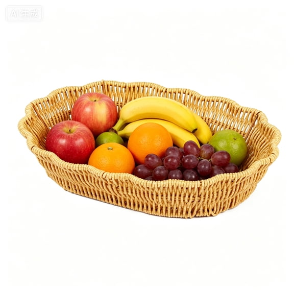 1 Pcs Display Baskets, TGY 12 Inch Wicker Picnic Baskets, Rattan Fruit Basket for Snacks, Fruits, Desserts, Bread, Vegetables