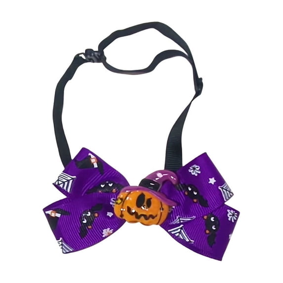 1 Pcs Dog Bow Tie Collar,Festival Pumpkin Decor Neckwear for Small to Medium Dogs and Cats,Dog Grooming Bowtie Bow Ties Pet Neckties Collar Fall Decorations,Purple
