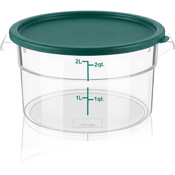 1 Pcs Dough Proofing Bucket with Lid, Round Food Storage Container 2 Qt Dough Bucket Clear Translucent Containers with Green Scale(Green)