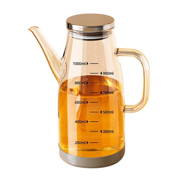 1 Pcs Drip-Free Oil Dispenser Bottle, Glass Oil & Vinegar Container with Drip-Free Spout – Leak-Proof, Non-Slip Base for Mess-Free Pouring, Cooking, Salad Dressing, Barbecue 1000ml