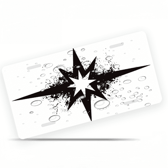 1 Pcs Durable License Plate Covers & Frames, Black Star For Decorative Front, Waterproof For Decoration Aluminum License Plate Covers & Frames Cover For Men Women, 12" X 6"