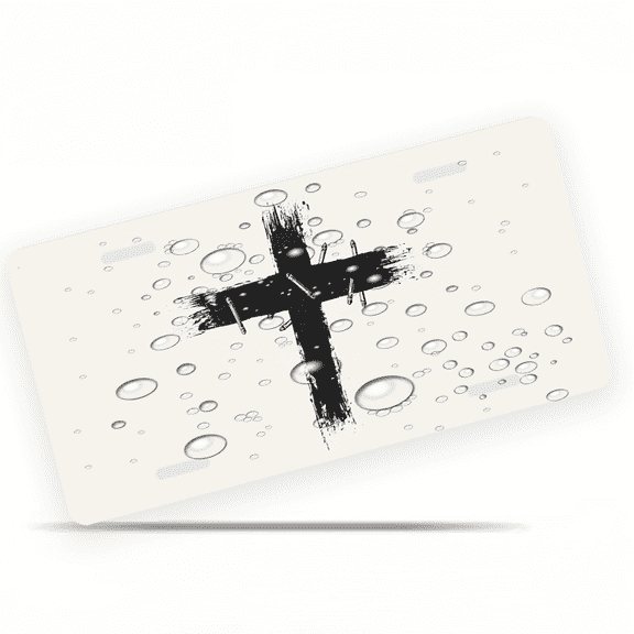 1 Pcs Durable License Plate Covers & Frames, Cross with Nails For Decorative Front, Waterproof For Decoration Aluminum License Plate Covers & Frames Cover For Men Women, 12" X 6"