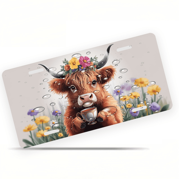 1 Pcs Durable License Plate Covers & Frames, Flower Crowned For Decorative Front, Waterproof For Decoration Aluminum License Plate Covers & Frames Cover For Men Women, 12" X 6"