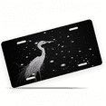 thumbnail image 1 of 1 Pcs Durable License Plate Covers & Frames, Heron For Decorative Front, Waterproof For Decoration Aluminum License Plate Covers & Frames Cover For Men Women, 12" X 6", 1 of 6