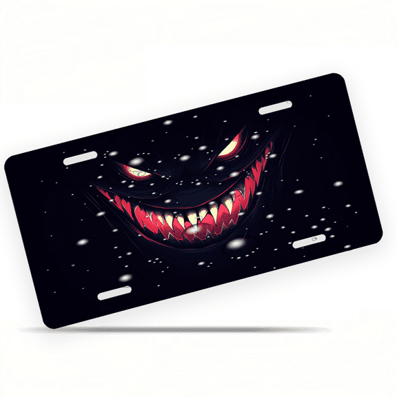 1 Pcs Durable License Plate Covers & Frames, Scary Face For Decorative Front, Waterproof For Decoration Aluminum License Plate Covers & Frames Cover For Men Women, 12" X 6"