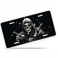 thumbnail image 1 of 1 Pcs Durable License Plate Covers & Frames, Skull Hoodie with For Decorative Front, Waterproof For Decoration Aluminum License Plate Covers & Frames Cover For Men Women, 12" X 6", 1 of 6