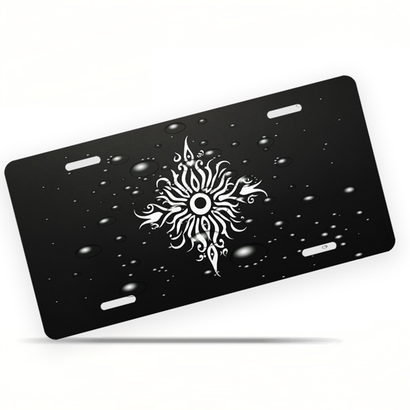 1 Pcs Durable License Plate Covers & Frames, Sun Pattern For Decorative Front, Waterproof For Decoration Aluminum License Plate Covers & Frames Cover For Men Women, 12" X 6"