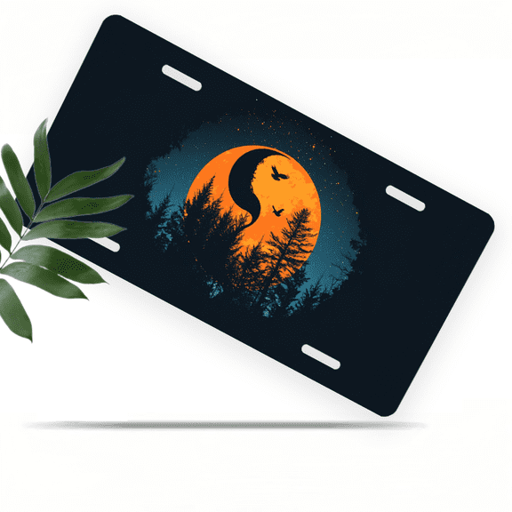 1 Pcs Durable License Plate Covers & Frames, Yin Yang Moon For Decorative Front, Waterproof For Decoration Aluminum License Plate Covers & Frames Cover For Men Women, 12" X 6"