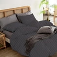 thumbnail image 1 of 1 Pcs Duvet Cover 100% Egyptian Cotton 1000 Thread Count with Zipper Closure & Corner Ties - Super King Plus Size (120" x 120") Inch, Dark Grey Stripe, 1 of 5