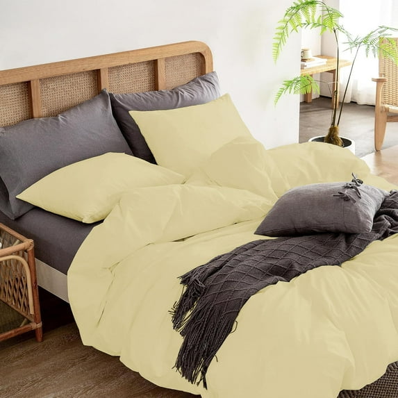 1 Pcs Duvet Cover 100% Egyptian Cotton 1000 Thread Count with Zipper Closure & Corner Ties - Oversized Queen Size (98" x 98") Inch, Ivory Solid