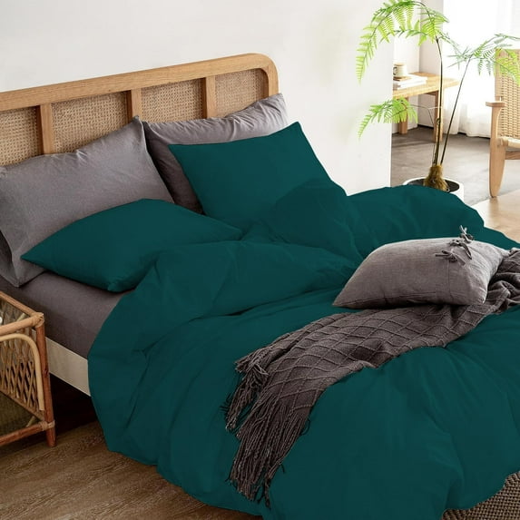 1 Pcs Duvet Cover 100% Egyptian Cotton 1000 Thread Count with Zipper Closure & Corner Ties - Oversized Super King Size (120" x 98") Inch, Teal Solid