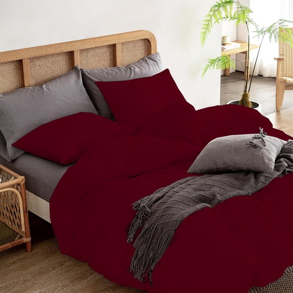 1 Pcs Duvet Cover 100% Egyptian Cotton 1000 Thread Count with Zipper Closure & Corner Ties - Super King Plus Size (120" x 120") Inch, Burgundy Stripe