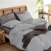 1 Pcs Duvet Cover 100% Egyptian Cotton 1000 Thread Count with Zipper Closure & Corner Ties - Super King Plus Size 120 x 120 Inch, Silver Solid
