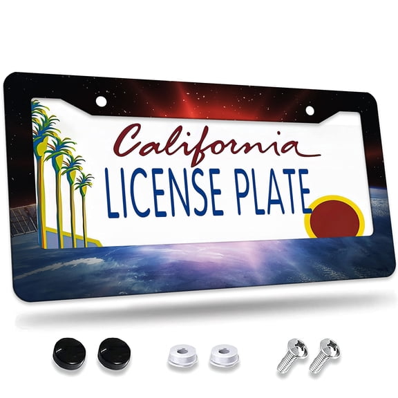 1 Pcs Earth and Solar Flare View License Plate Frame,License Plate Cover for Car Decorative Parts,Aluminum License Plate Bracket Holder Rust-Proof for US Standard Car