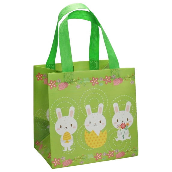 1 Pcs Easter Bags with Handles, Happy Easter Gift Bags Easter Basket, Cute Bunny Easter Eggs Hunt Party Treat Bag for Kids, Non-Woven Goodie Tote Bags for Party Easter Gifts, Eater Basket Stuffers, C